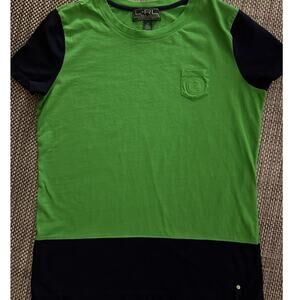 RALPH LAUREN Sport 100% Cotton Colorblock Crewneck Logo Crest Short Sleeve T M